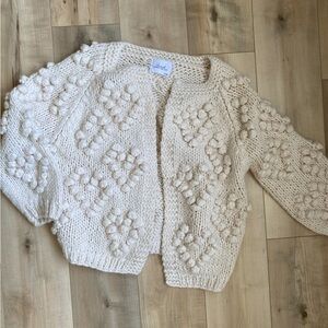 Chicwish Chunky Knit Heart Cardigan - Cream